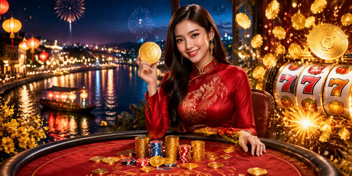 Người chơi slot game tại khu vực Mekong trong không khí lễ hội Tết truyền thống