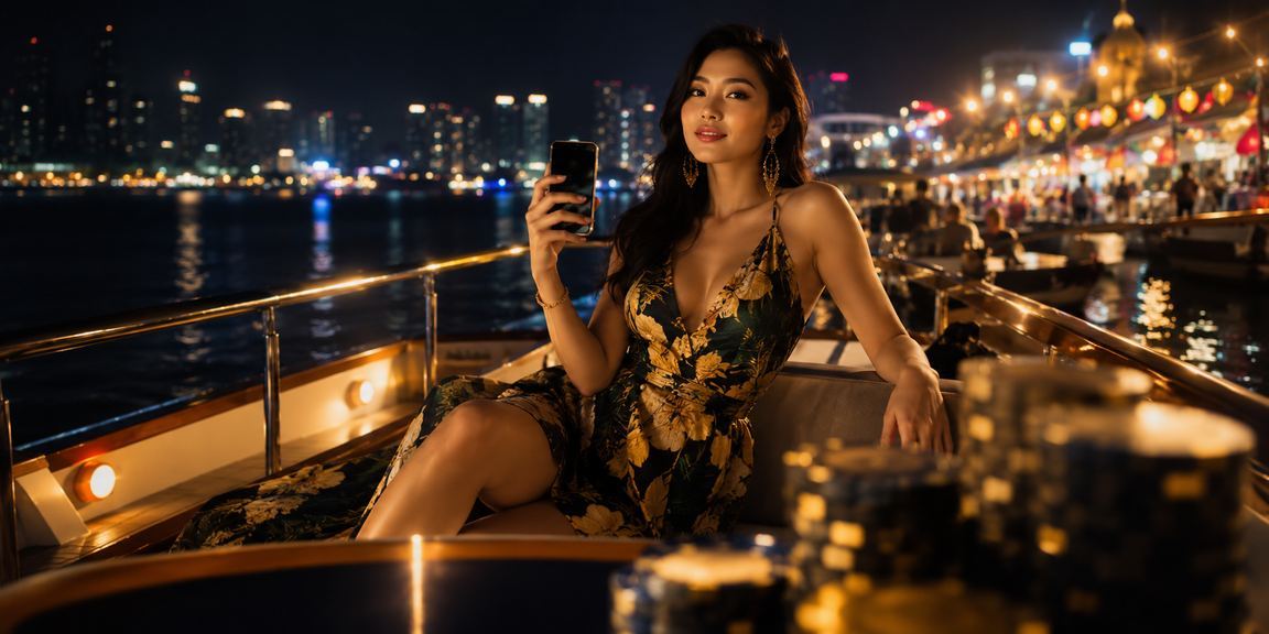 Người dùng tại Vũng Tàu truy cập casino trực tuyến qua điện thoại tại chợ đêm